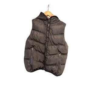 Etam Weekend Quilted Hooded Vest Black With Orange Lining Size 38 For Women